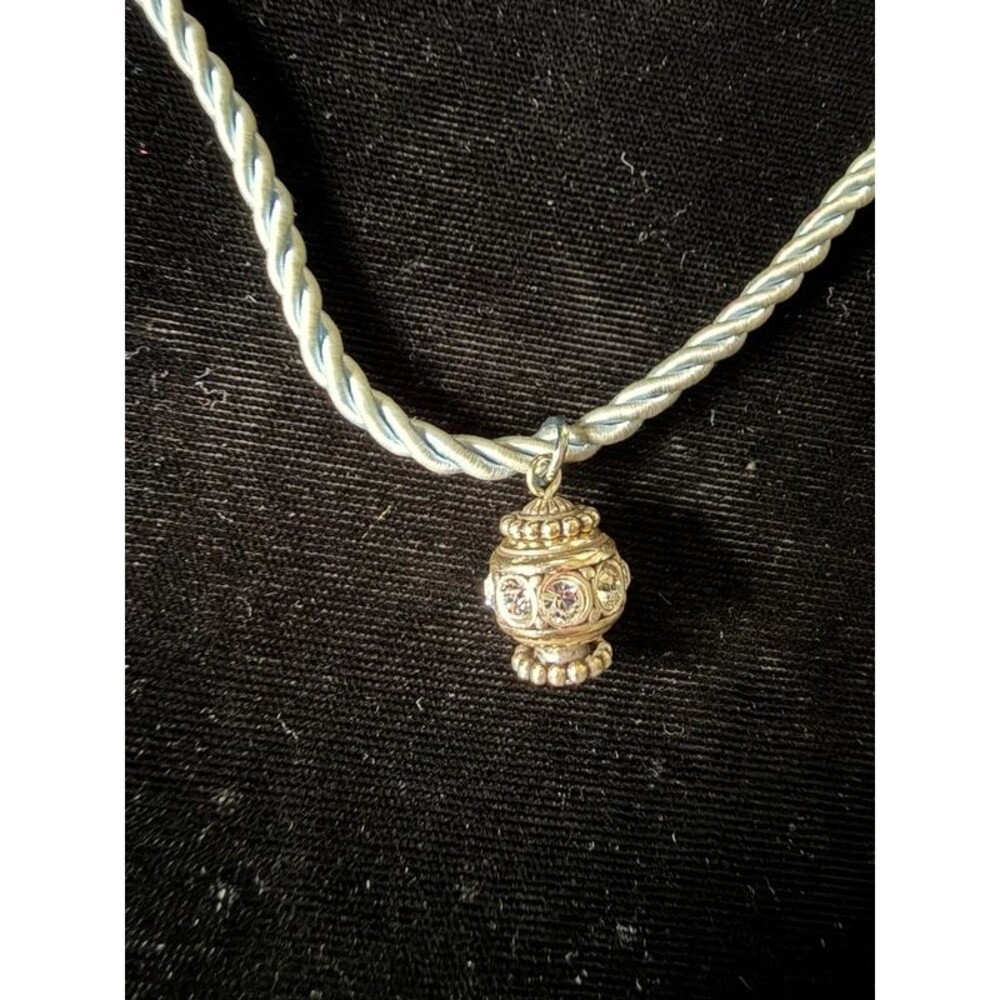 Cookie Lee Blue Rope Necklace, Bali-Style Bead, 16"